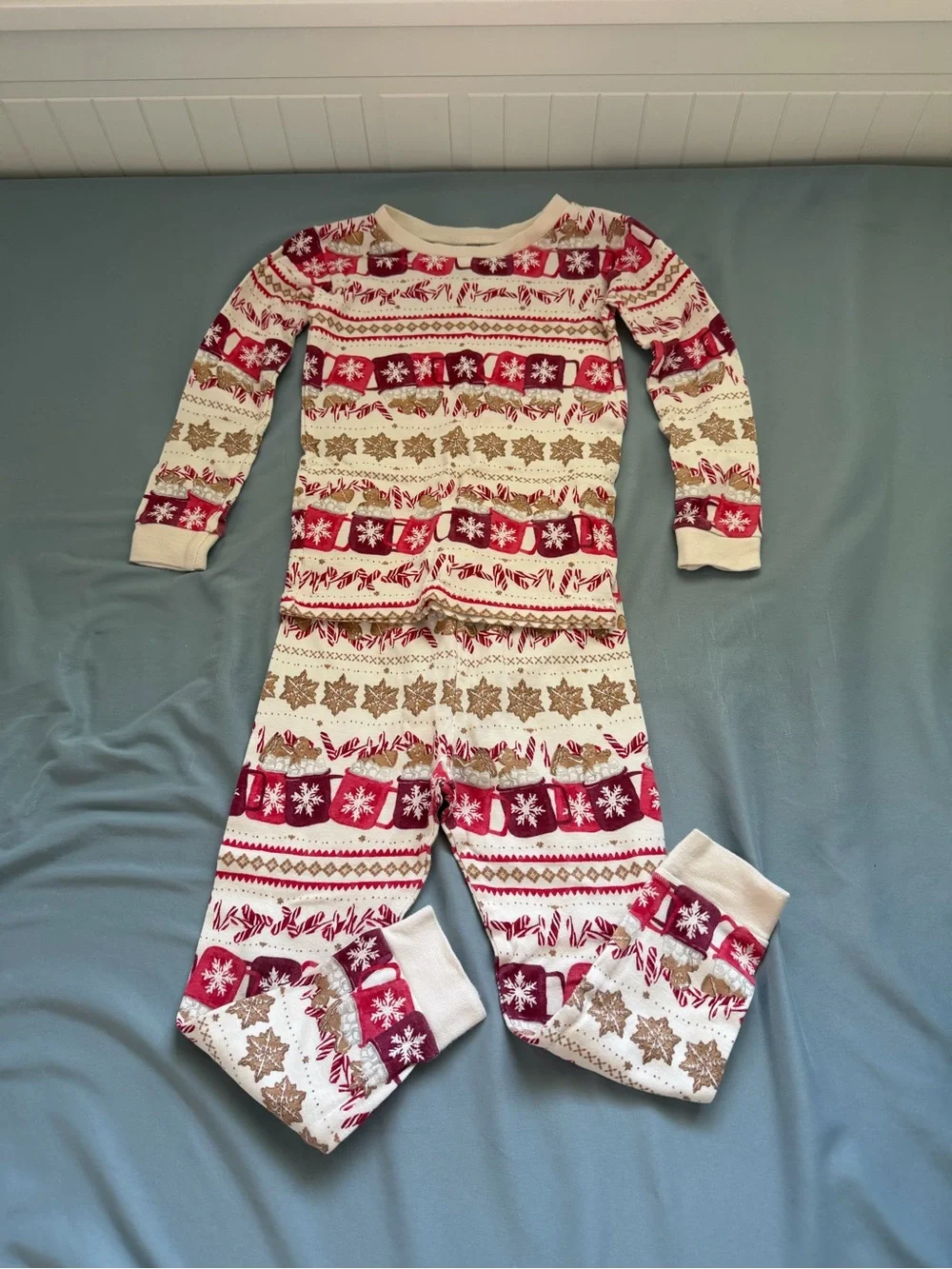Burt’s Bees Baby: Red and Cream Holiday Snowflake Pajama Set
